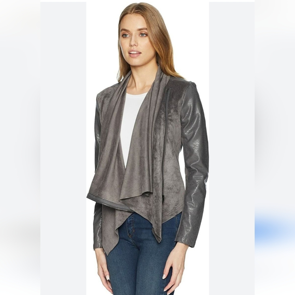 RARE BLANK NYC Draped Faux Suede Faux Leather Jacket